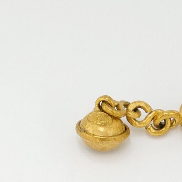 CHANEL CC Logos Filigree bell Dangle Earrings Gold Tone 95P Auth w/Box #2100 - Picture 5 of 6